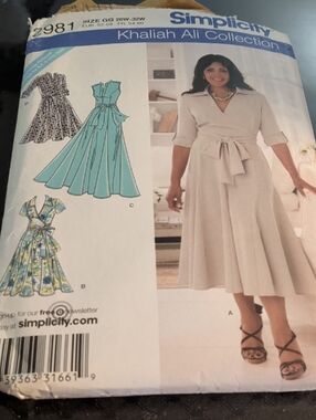 Simplicity Khadijah Ali Collectio Wrap Dress Pattern 2981 Plus Size 26w-32w Used